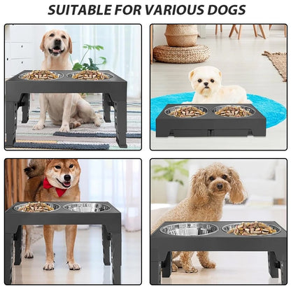 Elevated Dog Feeding Stand — Stainless Steel Double Raised Bowls for Dogs