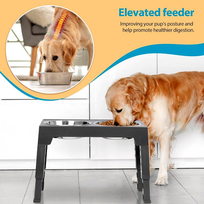 Elevated Dog Feeding Stand — Stainless Steel Double Raised Bowls for Dogs