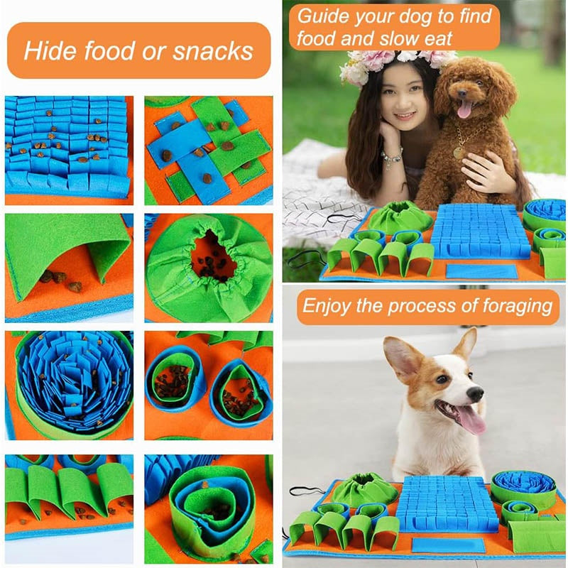 Dog Snuffle Mat — Sniffing Treat Foraging Puzzle Feeder & Nose Training Pad
