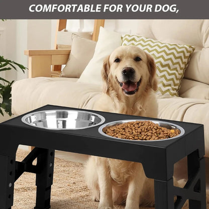 Elevated Dog Feeding Stand — Stainless Steel Double Raised Bowls for Dogs