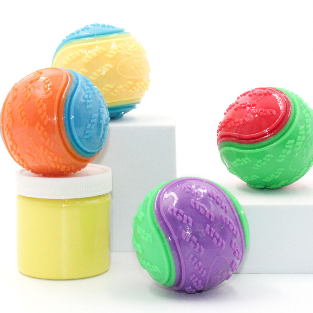 Squeaky Dog Balls — Set of 8 Colourful Chew & Fetch Toys for Dogs