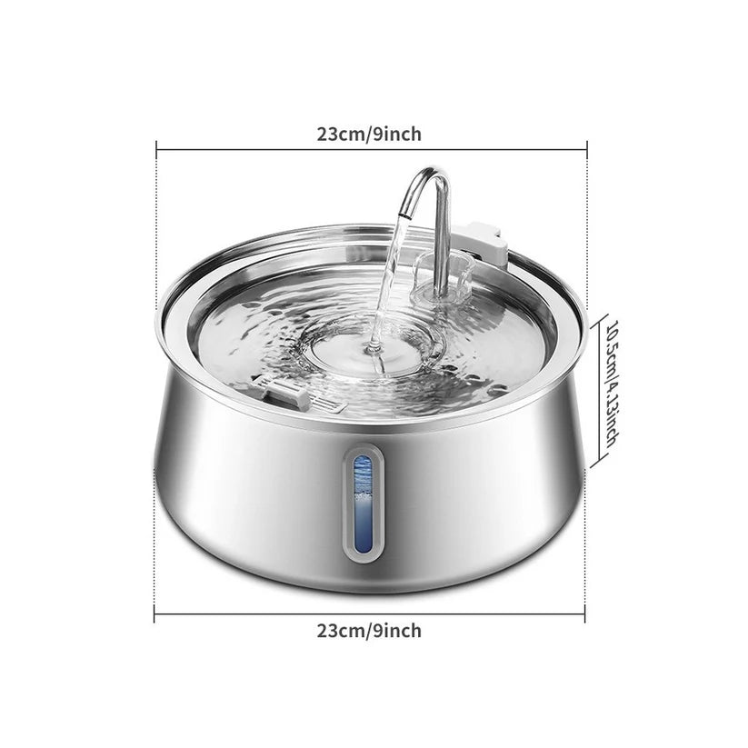Cat water fountain dimensions 23cm x 10.5cm — compact automatic dispenser with filter