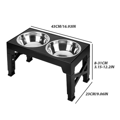 Elevated Dog Feeding Stand — Stainless Steel Double Raised Bowls for Dogs