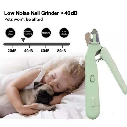 2-in-1 Pet Nail Trimmer & Grinder — LED Light Nail Clipper for Dogs & Cats