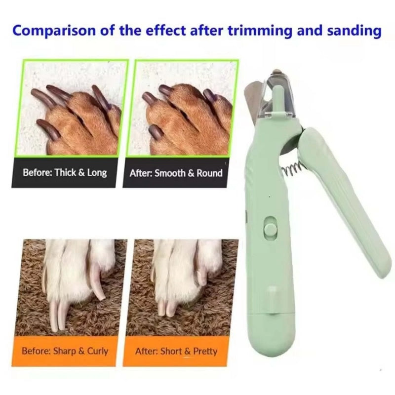 2-in-1 Pet Nail Trimmer & Grinder — LED Light Nail Clipper for Dogs & Cats